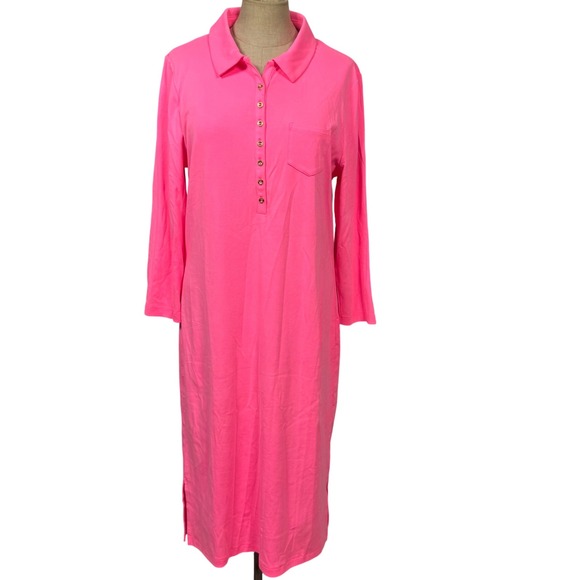 NWT Lilly Pulitzer Reema Roxie Hot Pink XL Polo Dress 3/4 Sleeve Preppy Coastal - Picture 13 of 16